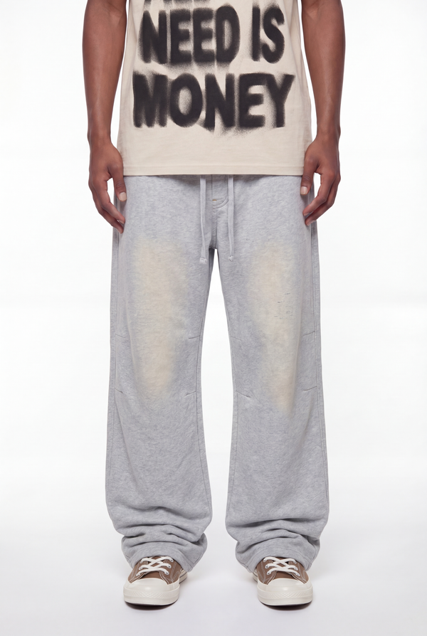 Light Grey Marl Oversized Wide-Leg Sweatpants