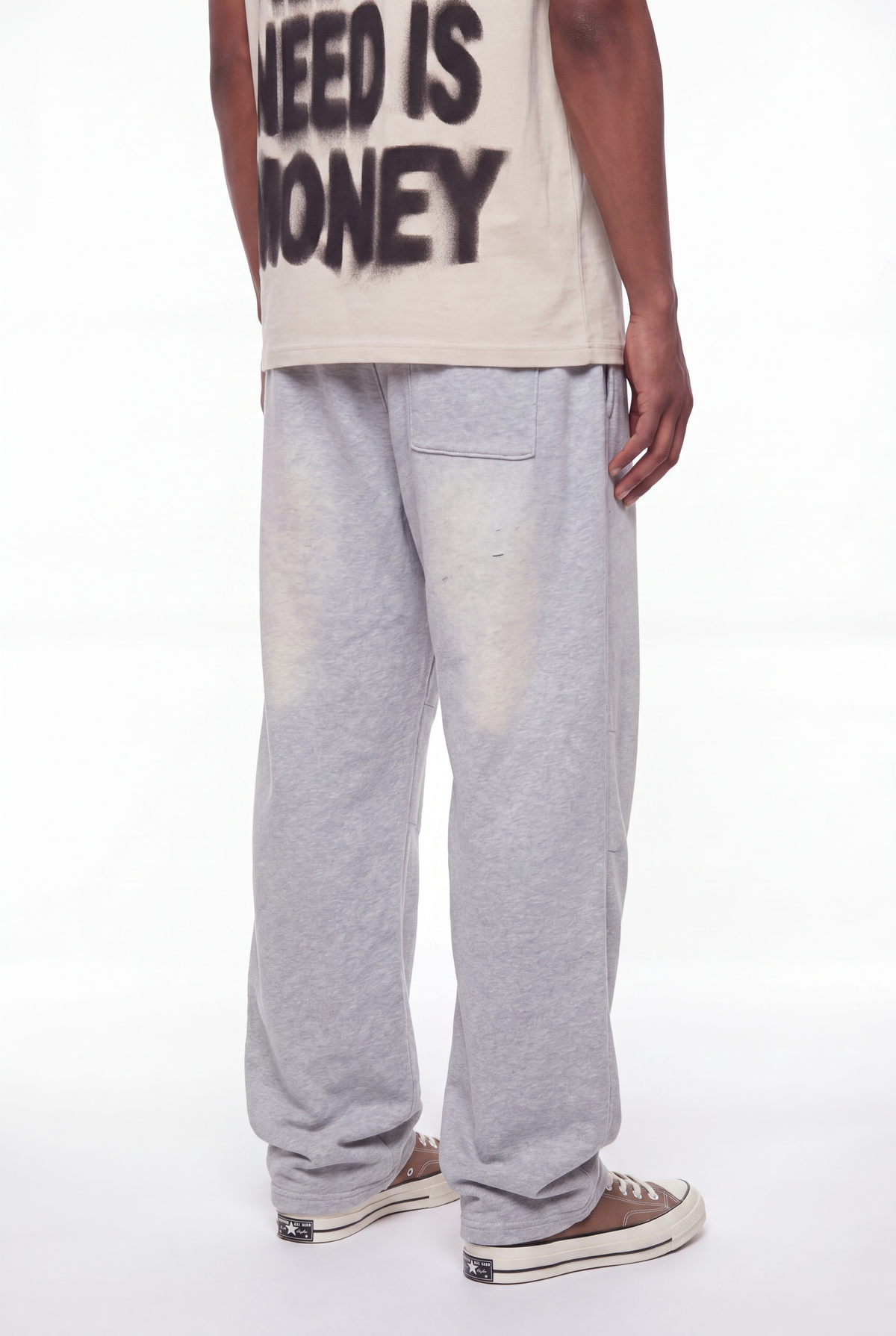 Light Grey Marl Oversized Wide-Leg Sweatpants
