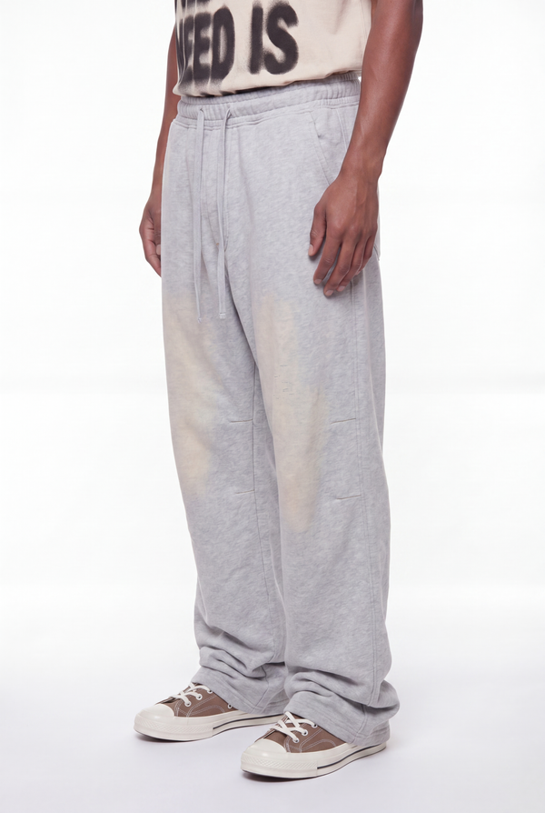 Light Grey Marl Oversized Wide-Leg Sweatpants