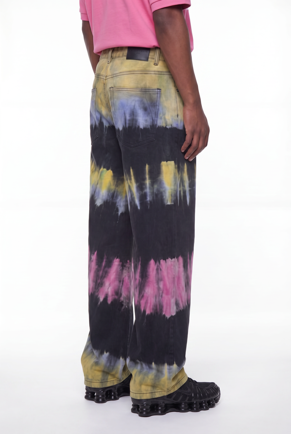 Black Multicolor Tie-Dye Wide-Leg Jeans