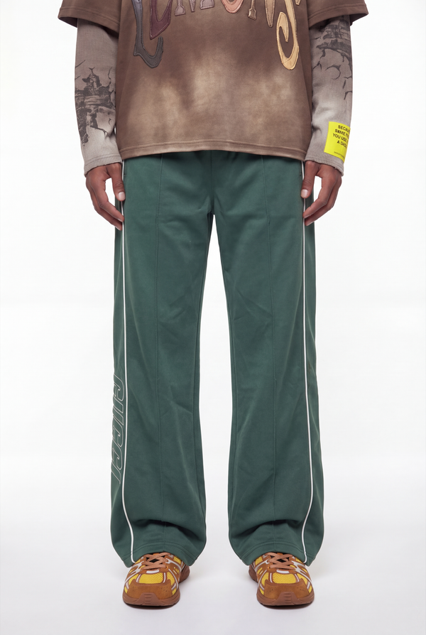 Forest Green GUCCI Logo Track Pants White Piping