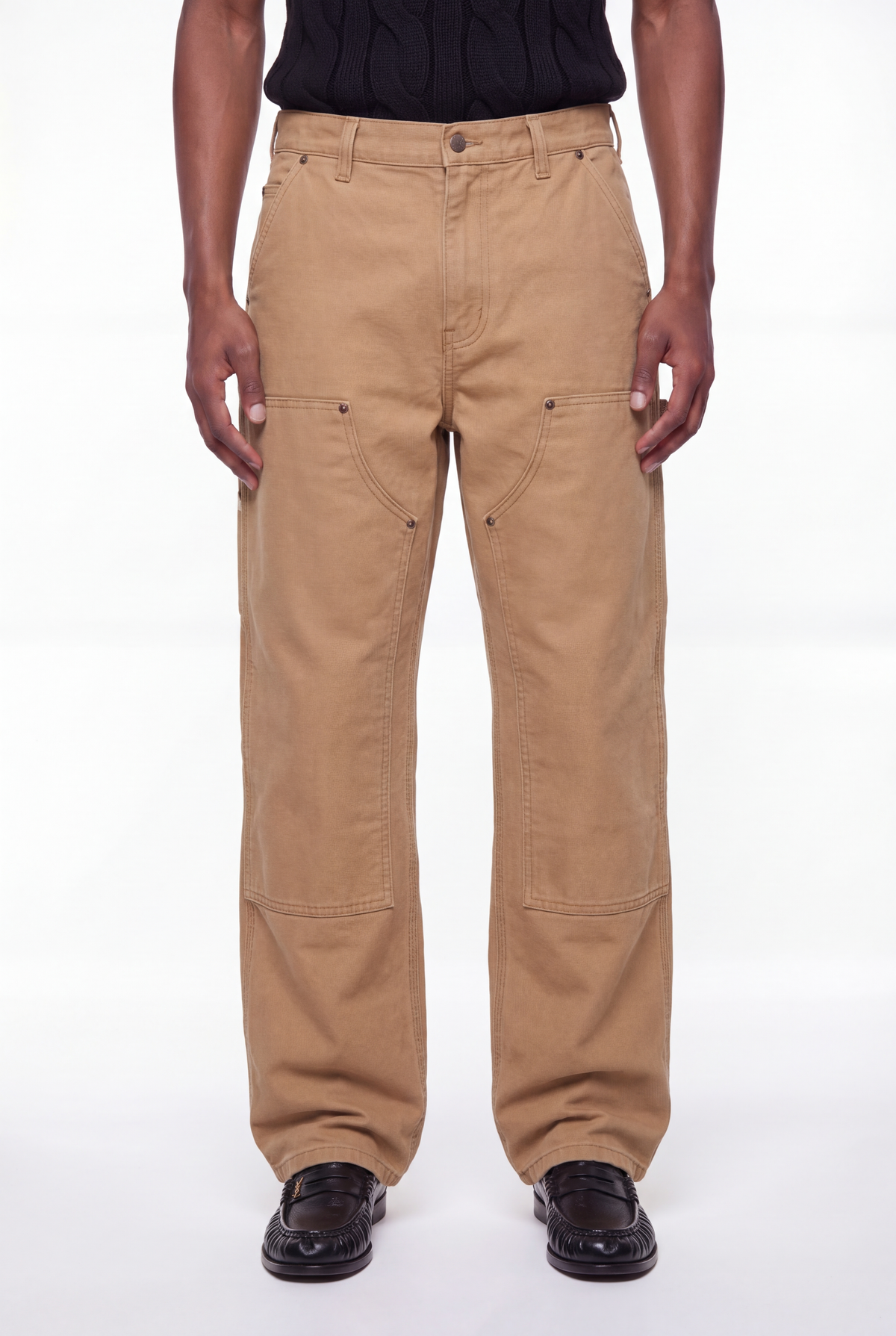 Tan Double-Knee Canvas Carpenter Work Pants