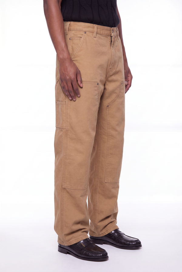 Tan Double-Knee Canvas Carpenter Work Pants
