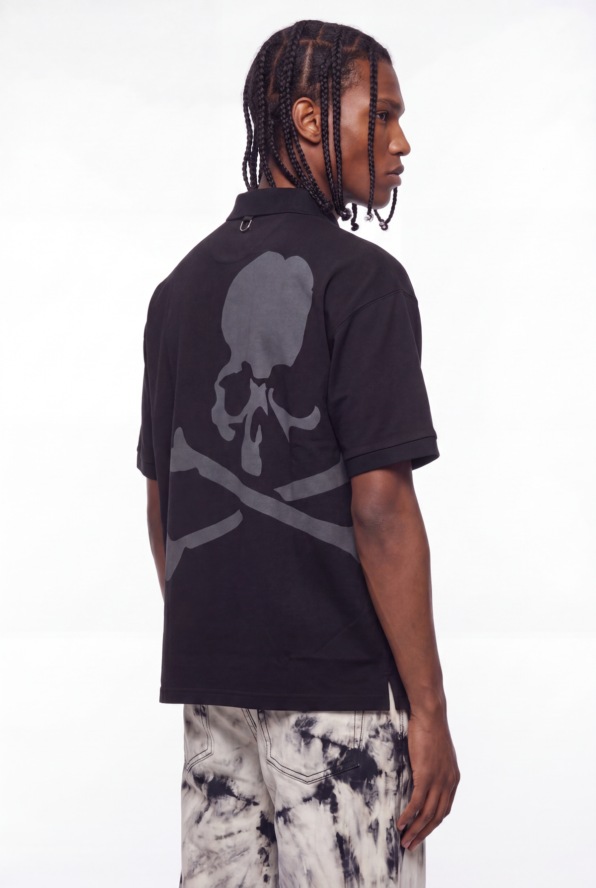 Black Gothic Logo Skull Hardware Polo