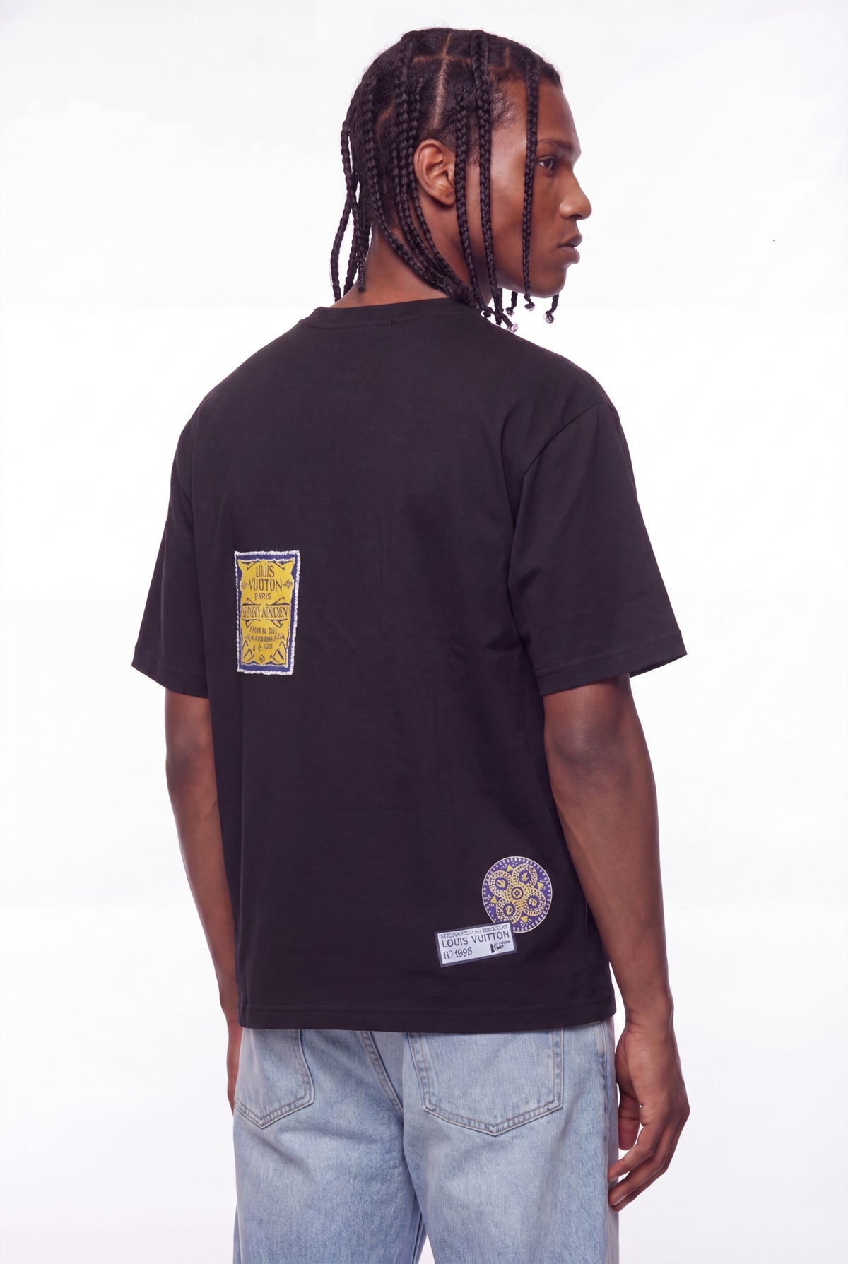 Black Vintage Travel Stamp Print T-Shirt