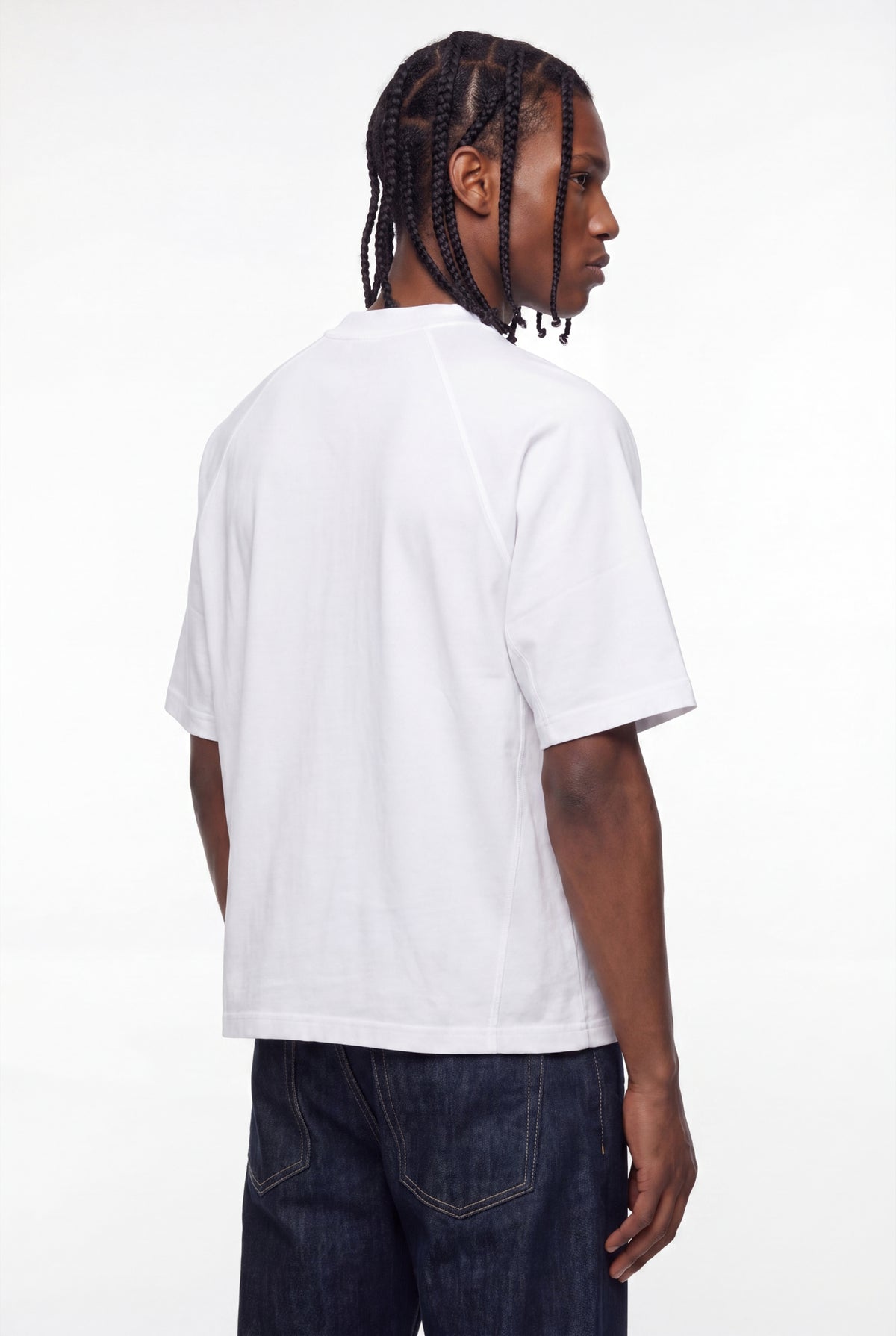 White Paneled Raglan Cotton T-Shirt