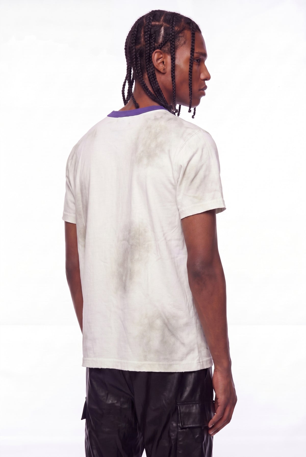 Washed White Basquiat Graphic Distressed T-Shirt