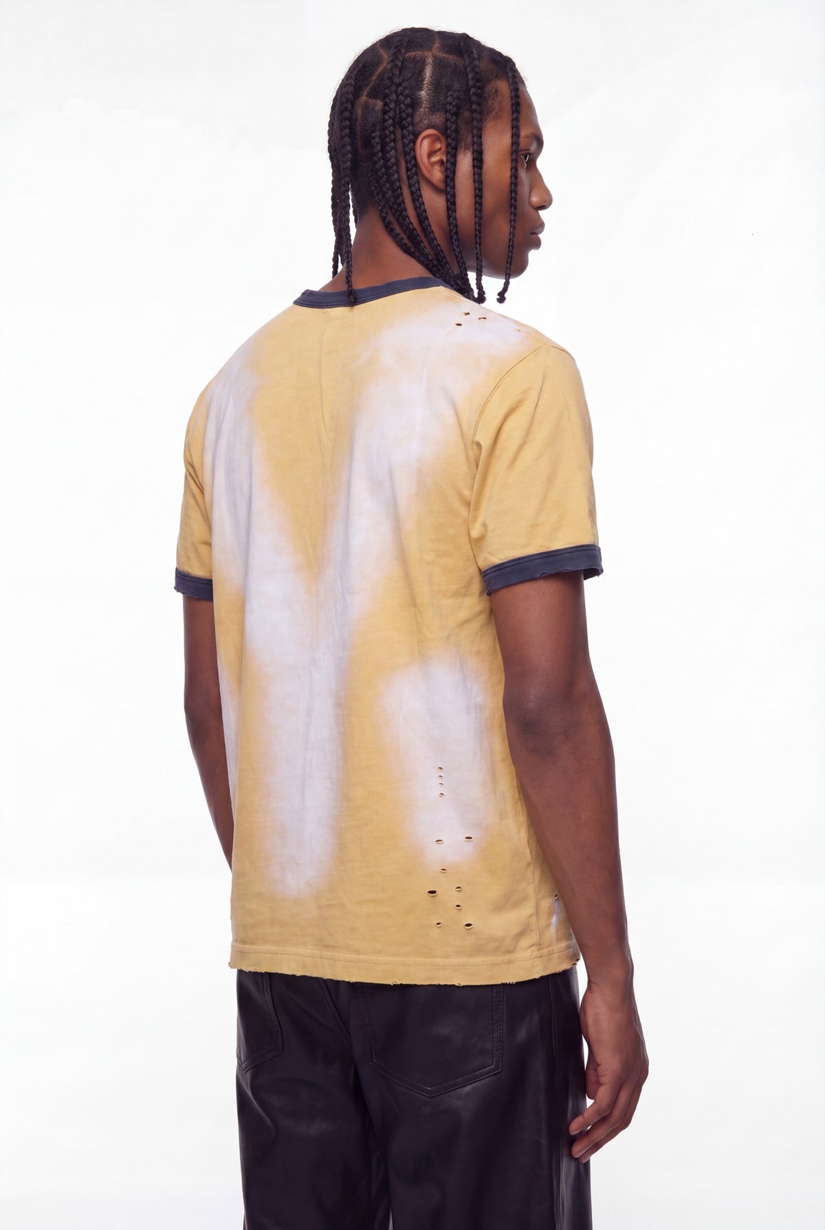 Mustard Yellow Airbrush Graphic Ringer T-Shirt