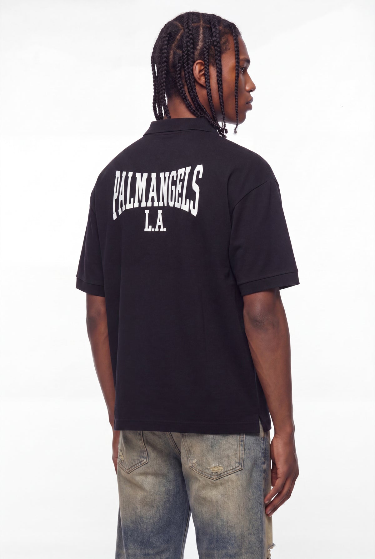 Black L.A. Logo Cotton Piqué Polo