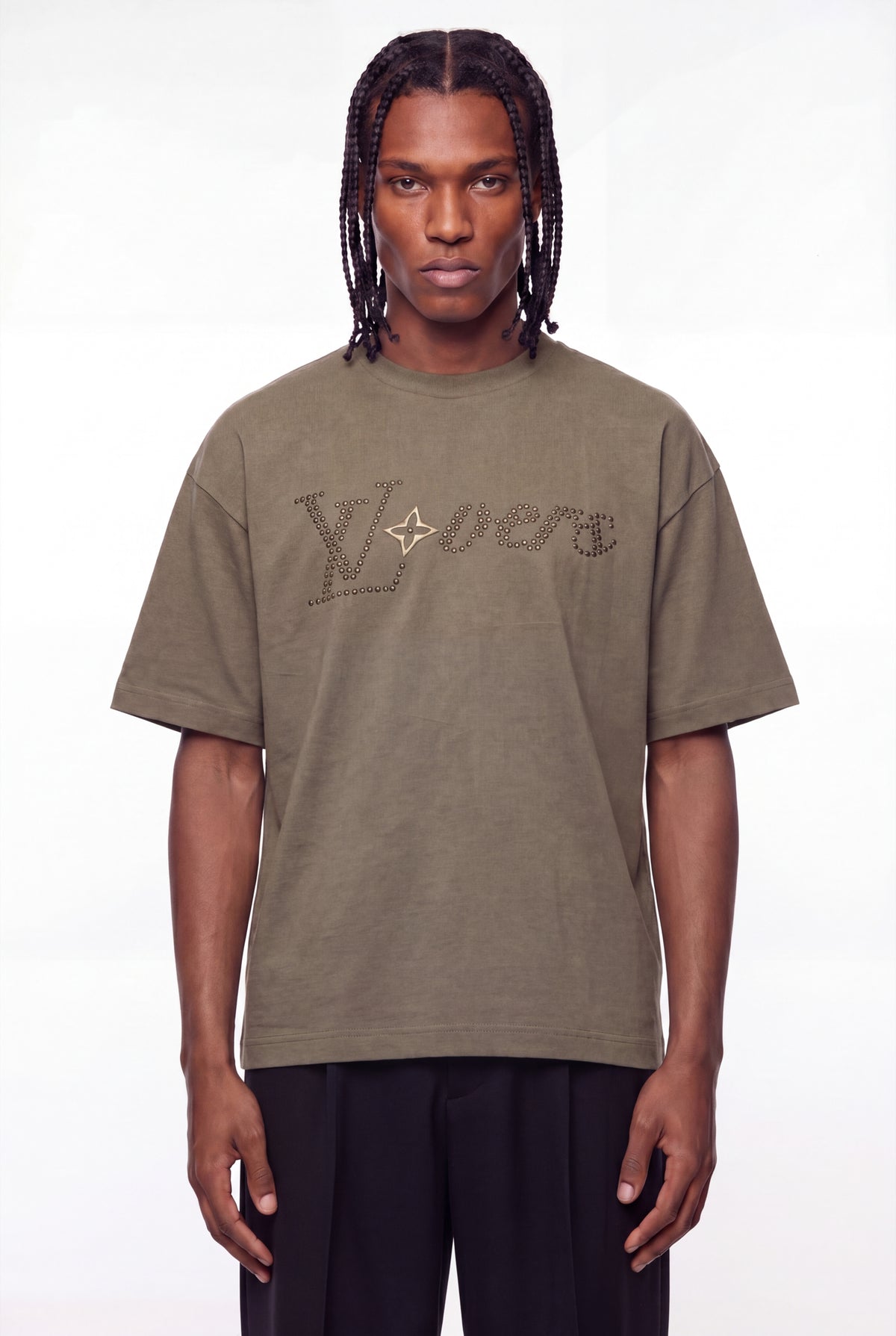 Olive Lovers Studded Embroidered T-Shirt