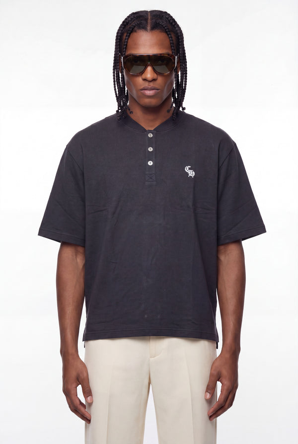 Black Gothic CH Henley Silver Hardware T-Shirt