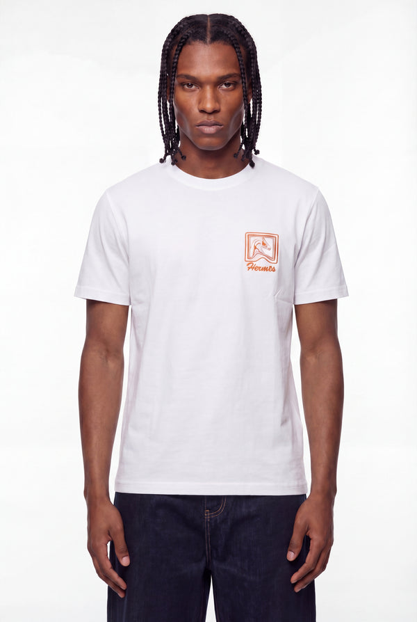 White Embroidered Horse Crest T-Shirt