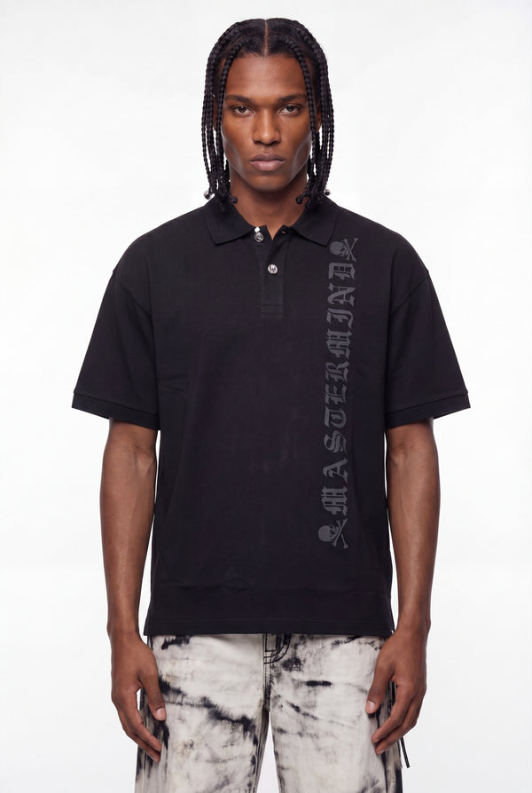 Black Gothic Logo Skull Hardware Polo