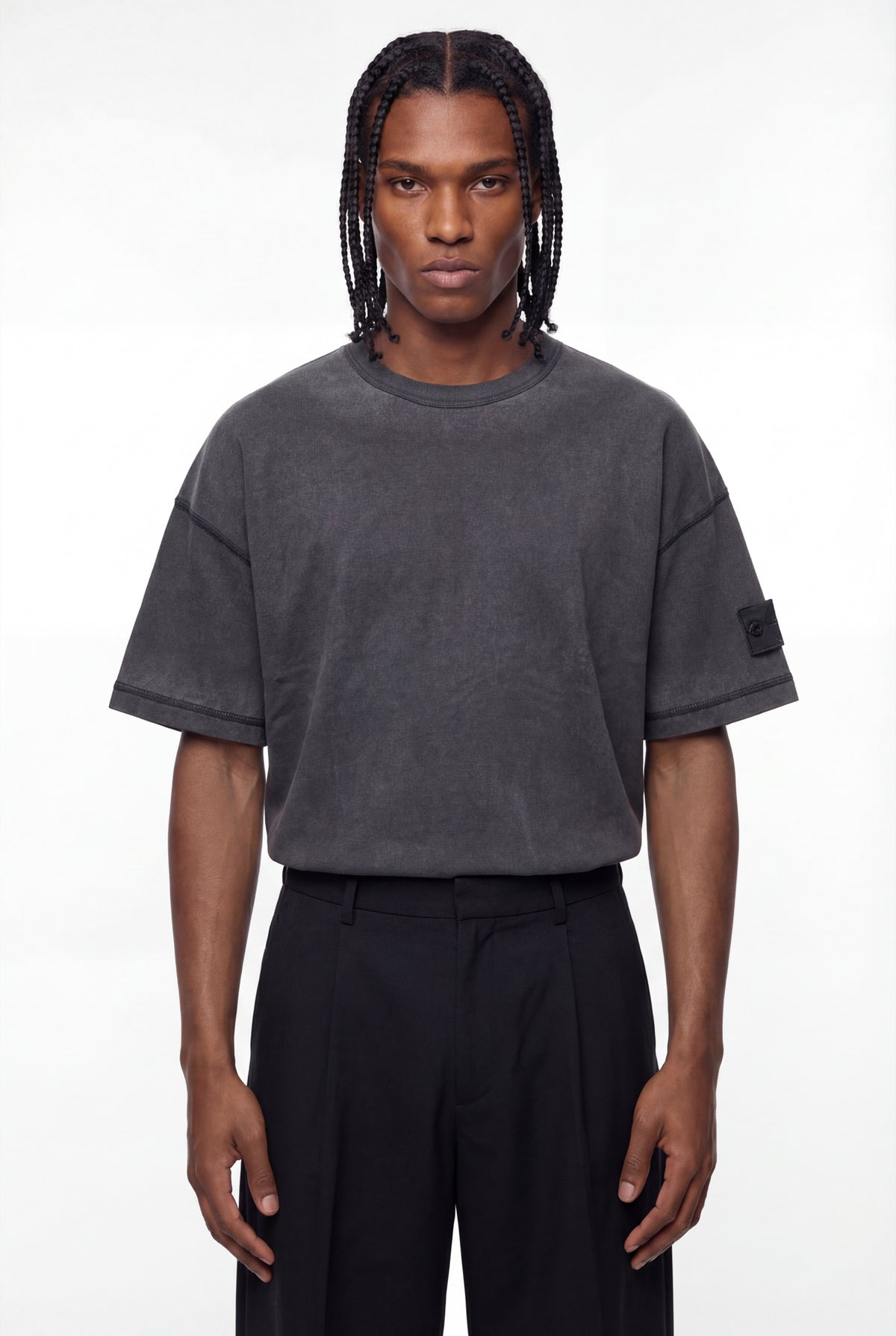 Charcoal Garment-Dyed Compass Badge T-Shirt