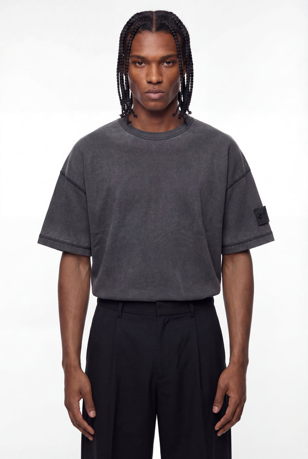 Charcoal Garment-Dyed Compass Badge T-Shirt