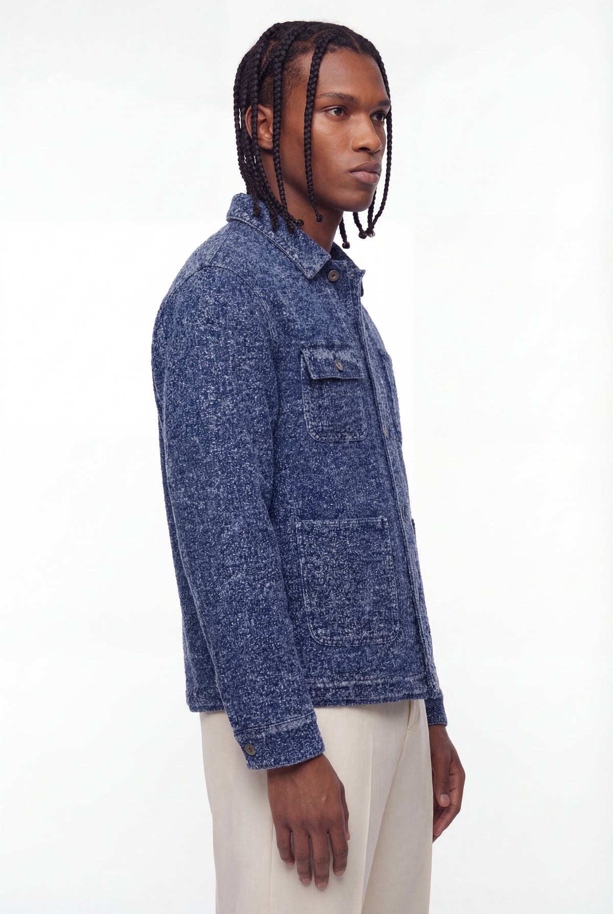 Indigo Bouclé Tweed Chore Jacket