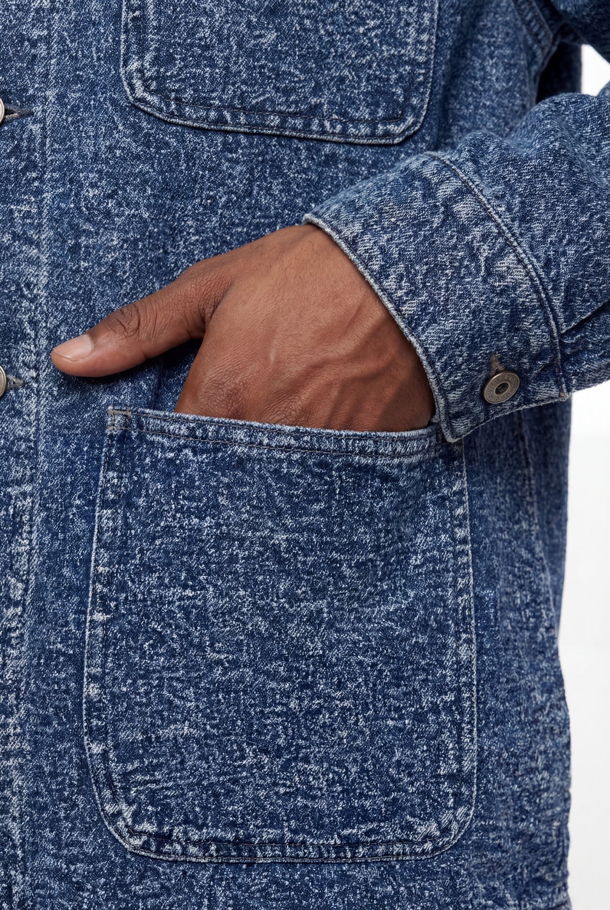 Indigo Bouclé Tweed Chore Jacket