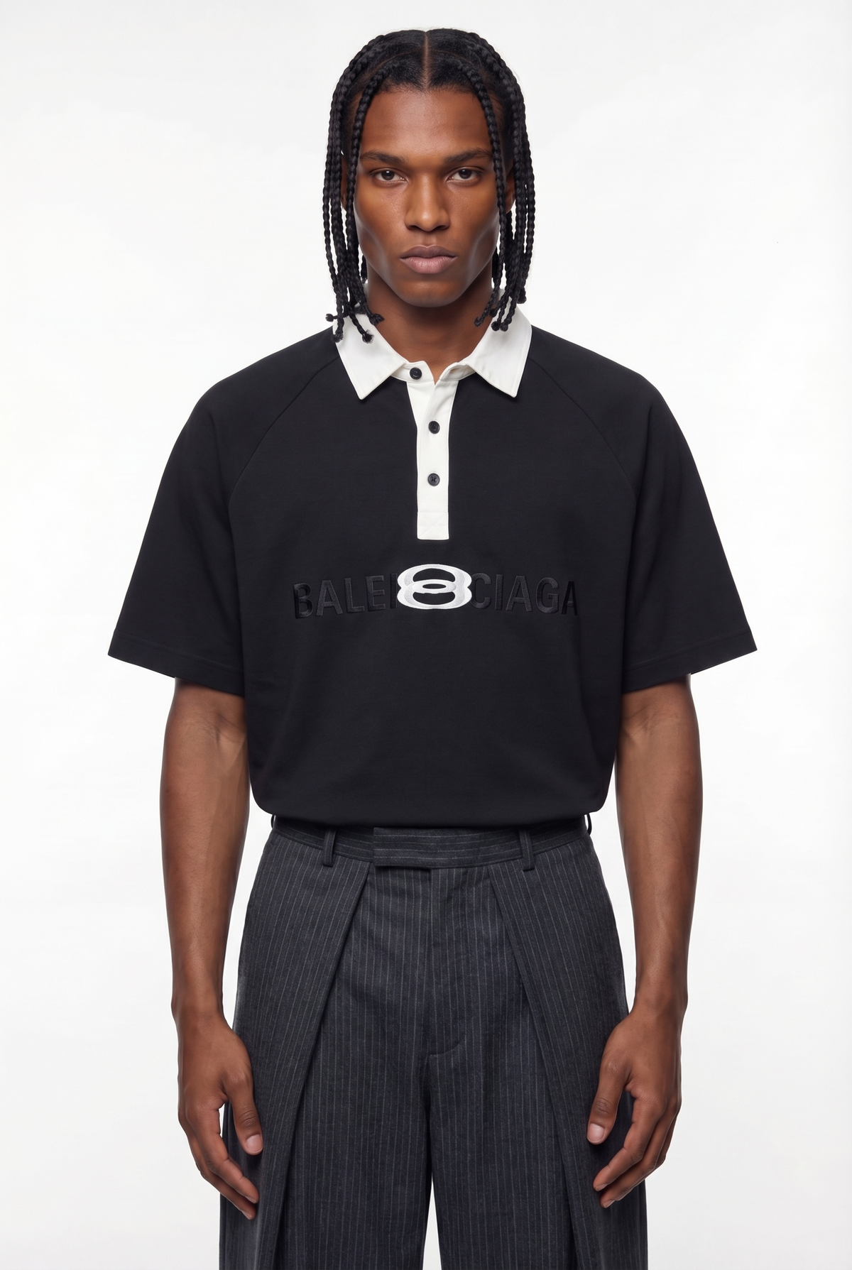 Black Mirrored BB Logo Contrast Collar Polo