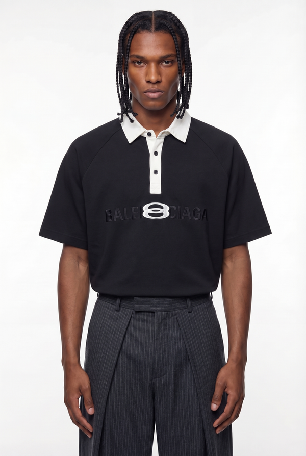 Black Mirrored BB Logo Contrast Collar Polo