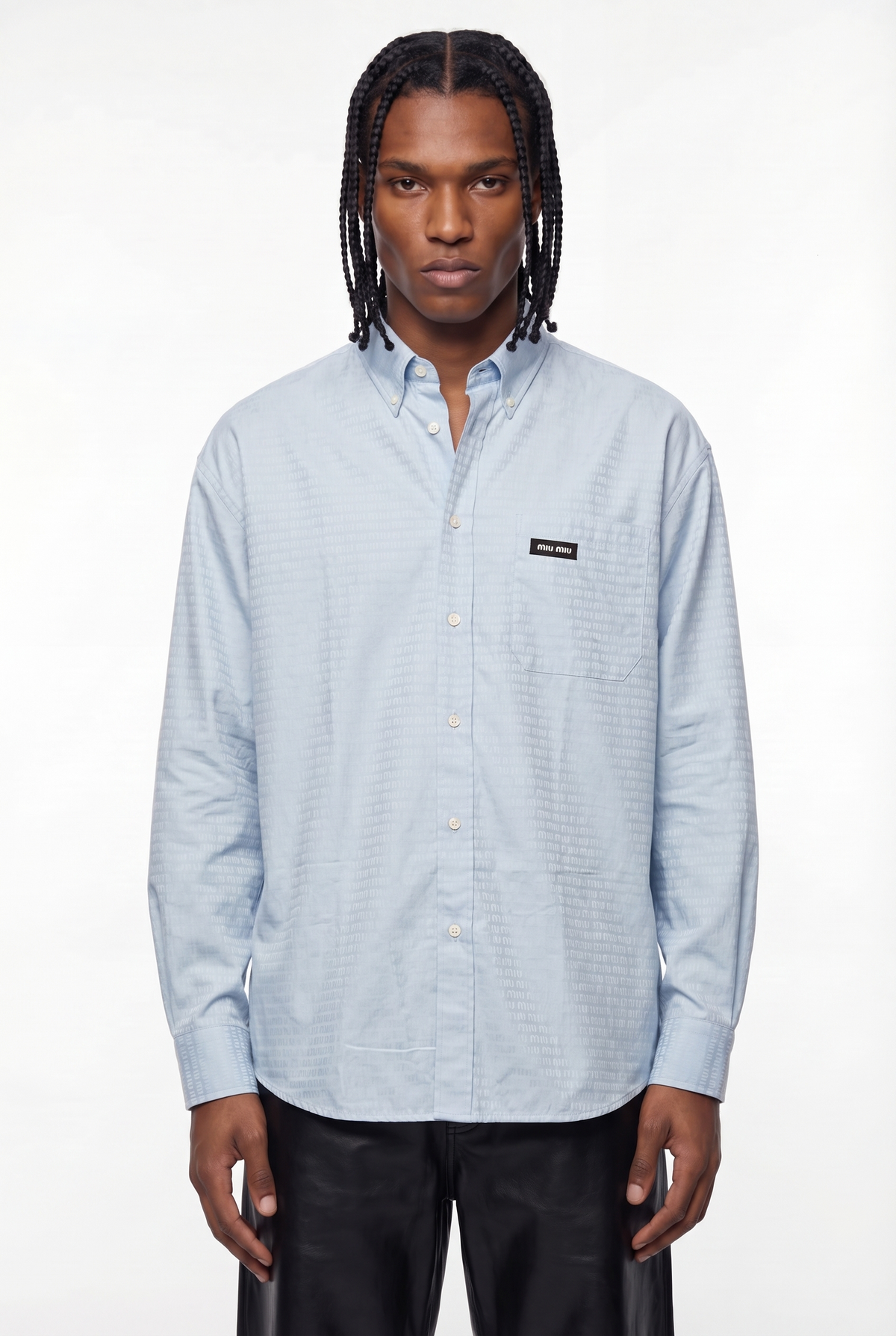Light Blue Jacquard Monogram Logo Shirt