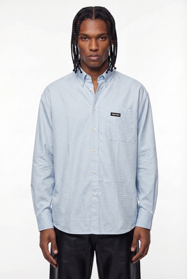 Light Blue Jacquard Monogram Logo Shirt