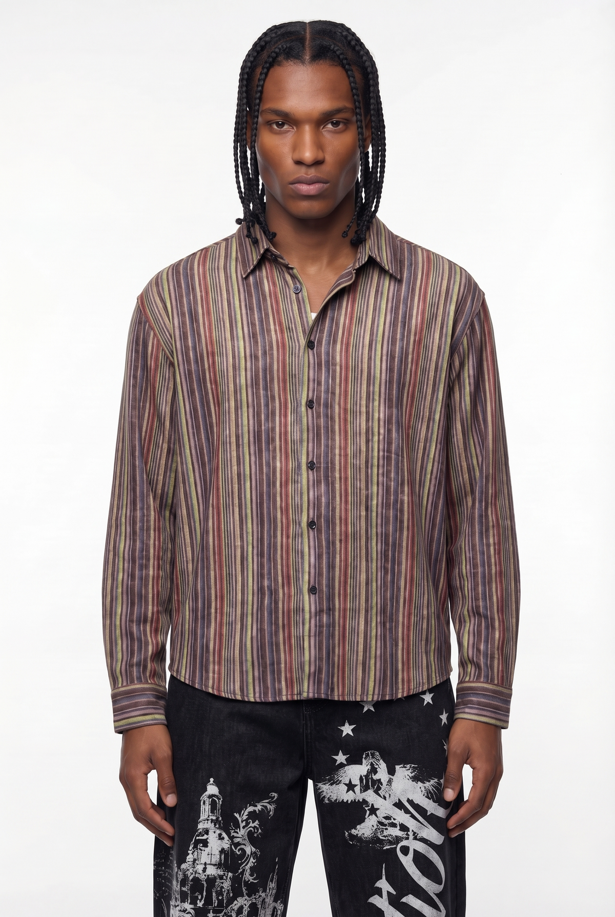 Multicolour Vertical Stripe Long-Sleeve Shirt