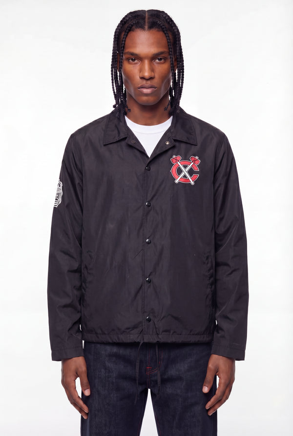Black Vintage Tomahawk Snap-Button Coach Jacket