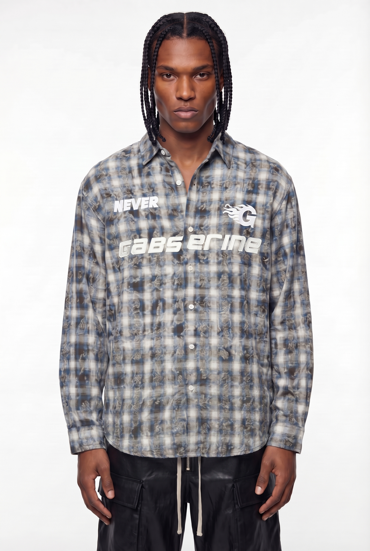 Blue Distressed Plaid Gabserine Flannel Jacket