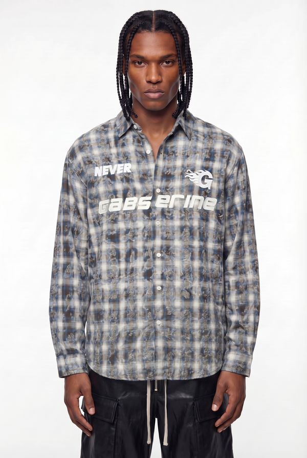 Blue Distressed Plaid Gabserine Flannel Jacket