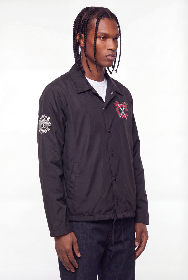 Black Vintage Tomahawk Snap-Button Coach Jacket