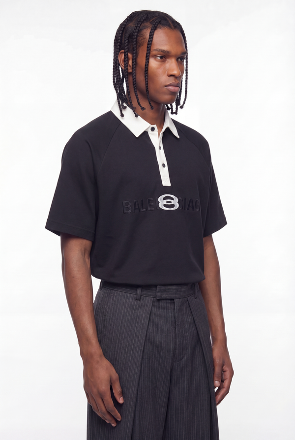 Black Mirrored BB Logo Contrast Collar Polo
