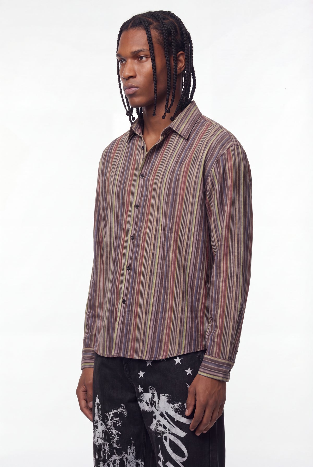 Multicolour Vertical Stripe Long-Sleeve Shirt