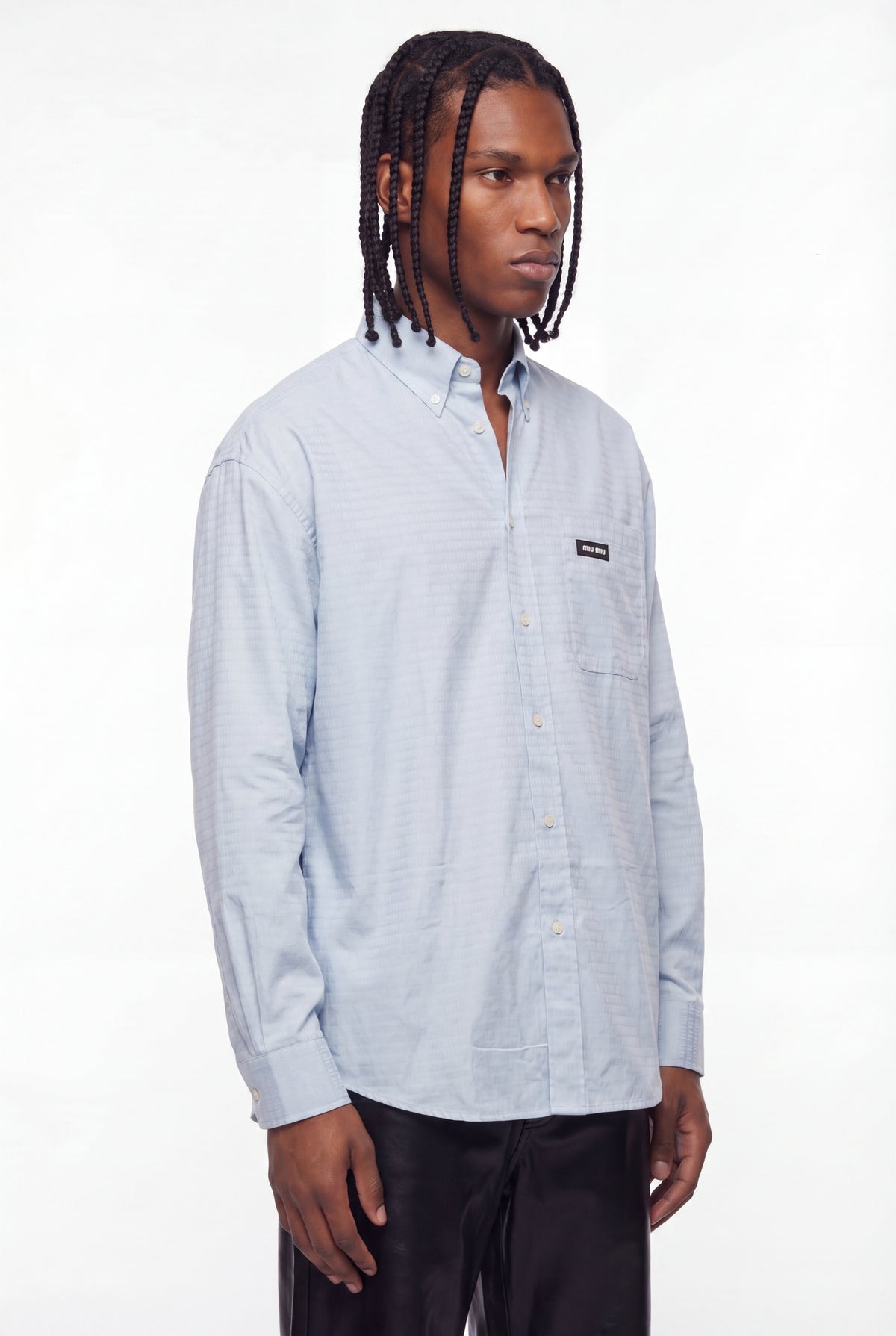Light Blue Jacquard Monogram Logo Shirt