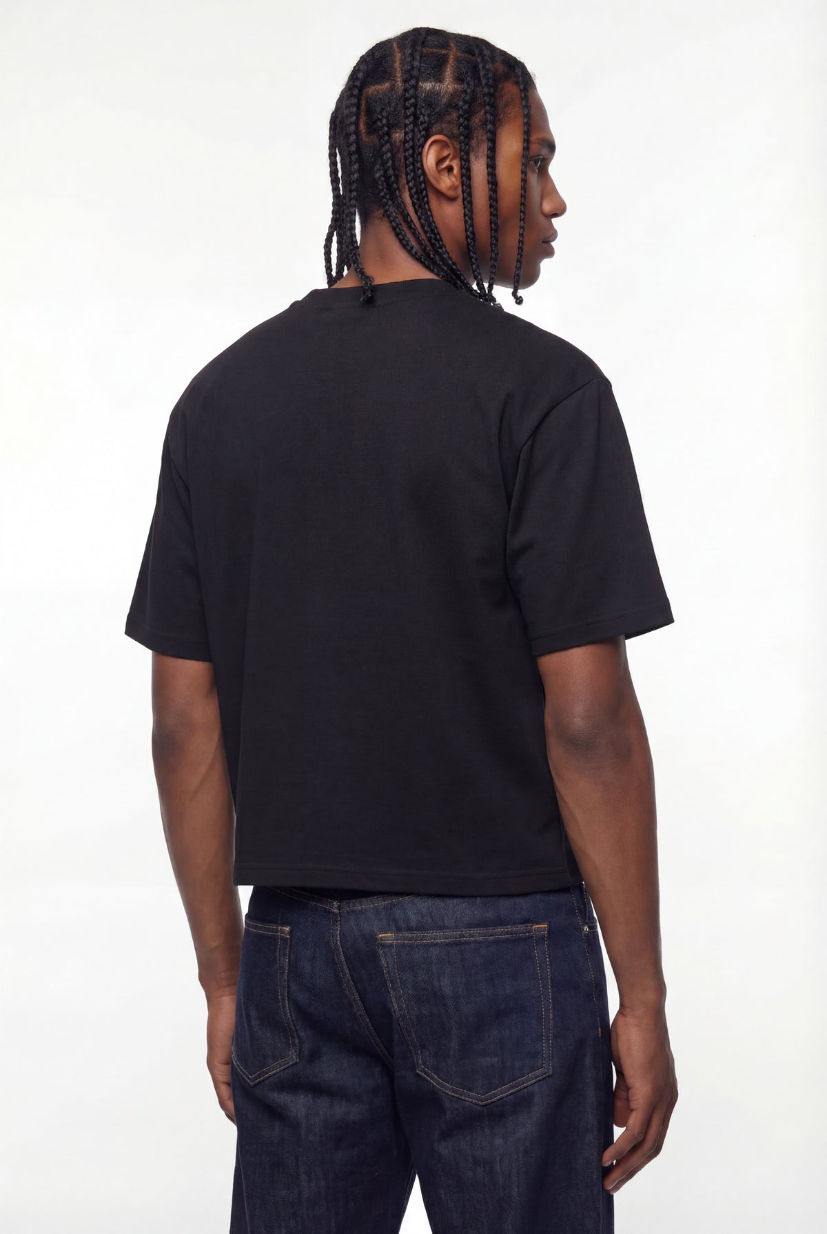 Black Bejeweled Cross Raw Hem T-Shirt
