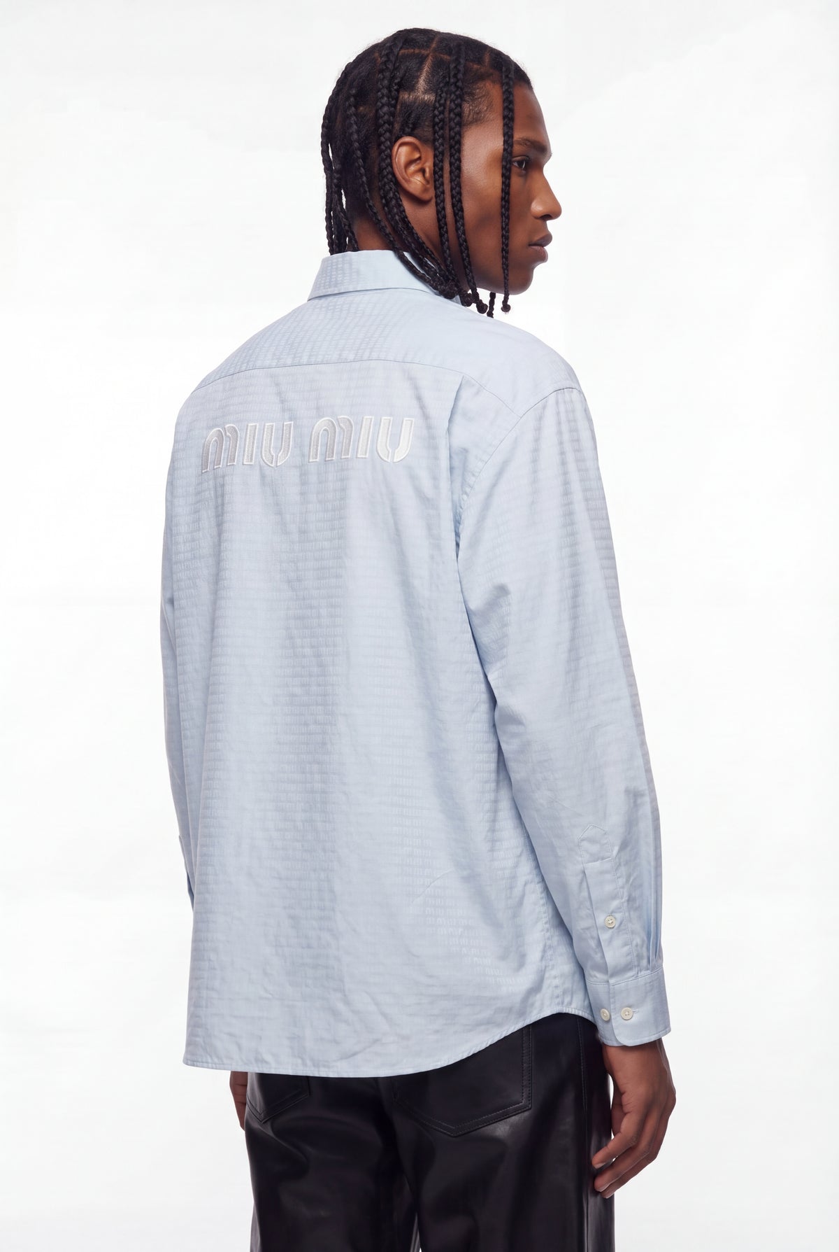 Light Blue Jacquard Monogram Logo Shirt