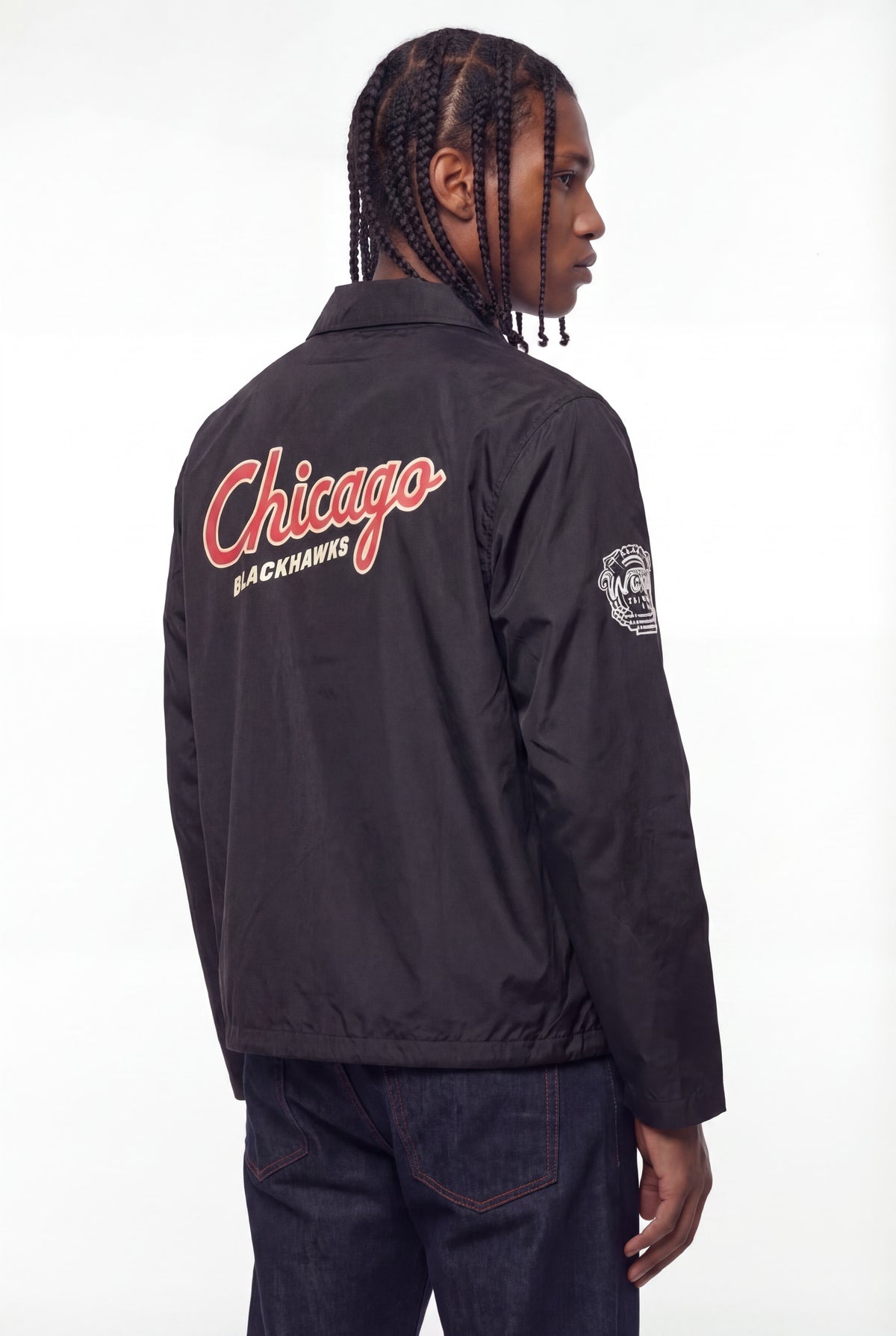 Black Vintage Tomahawk Snap-Button Coach Jacket