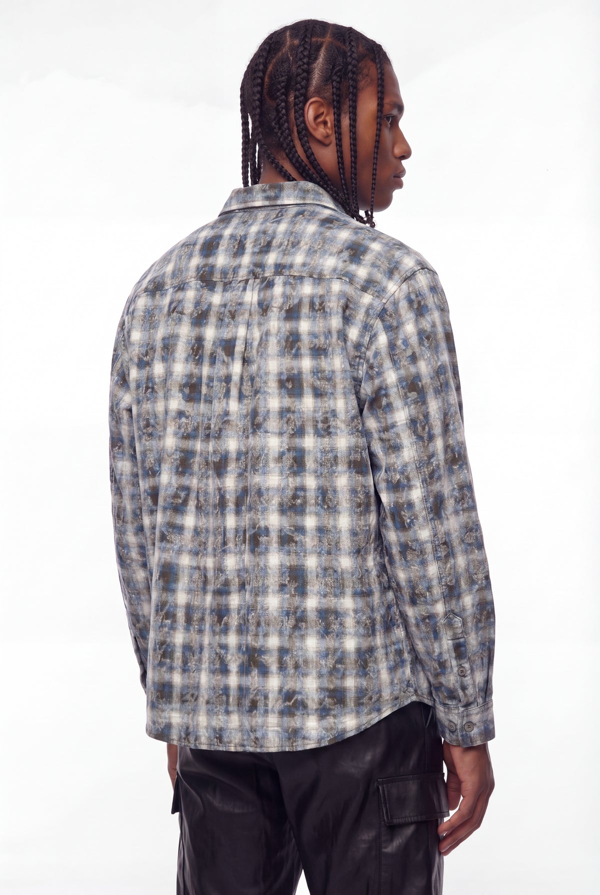Blue Distressed Plaid Gabserine Flannel Jacket