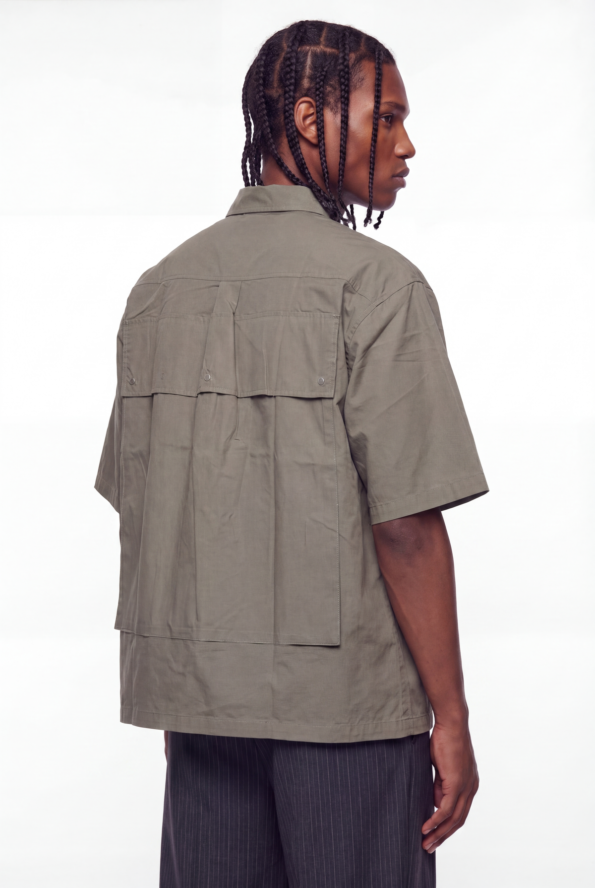 Olive Utilitarian Four-Pocket Cargo Shirt