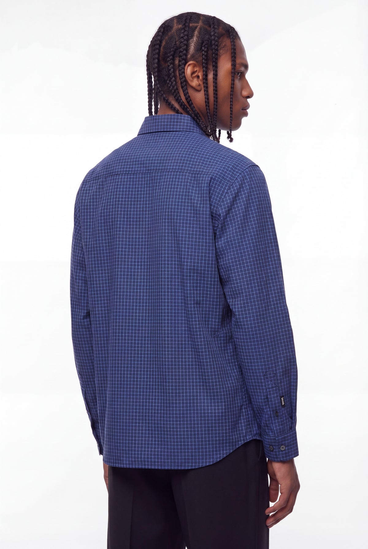 Blue Micro-Check Dual Flap Pocket Shirt