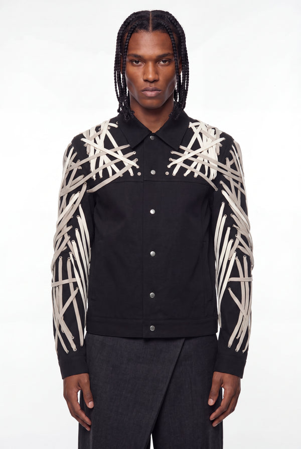 Black Tecuatl Megalace Cotton Jacket