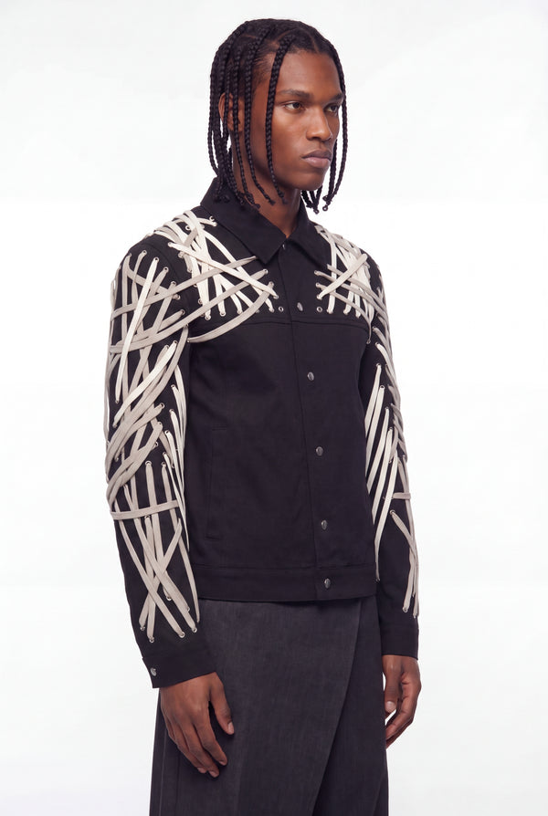 Black Tecuatl Megalace Cotton Jacket