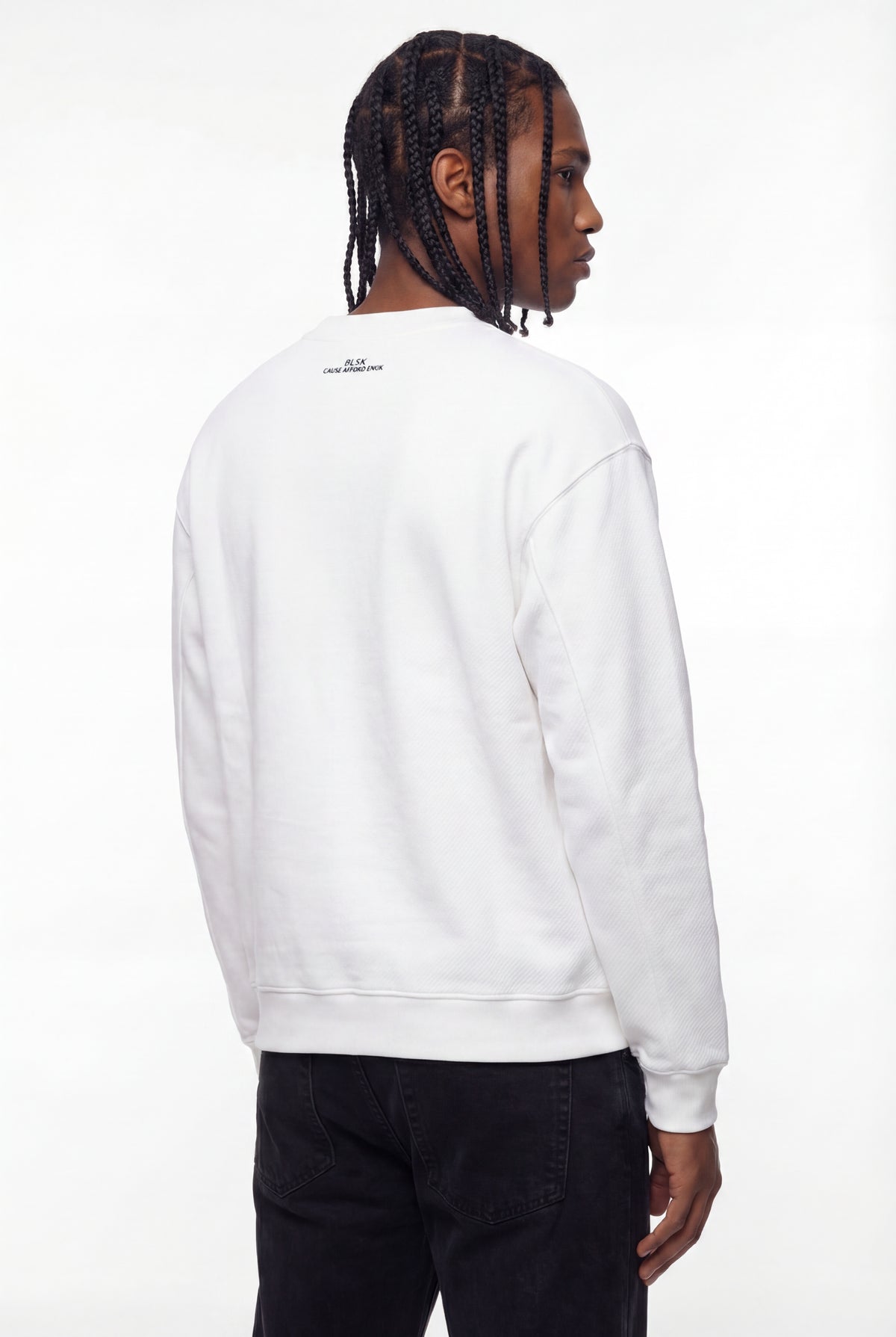 White Blskhomme Script Distressed Sweatshirt