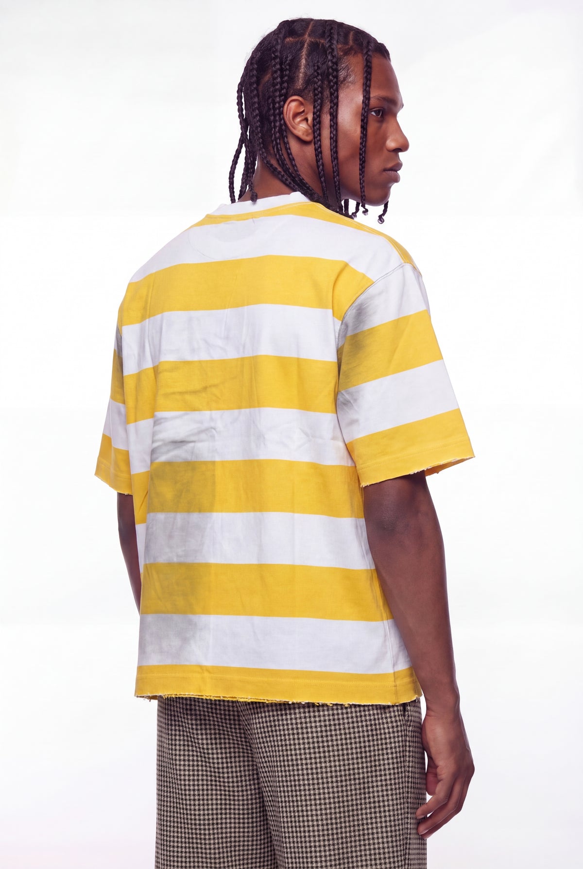Yellow Horizontal Stripe Distressed T-Shirt