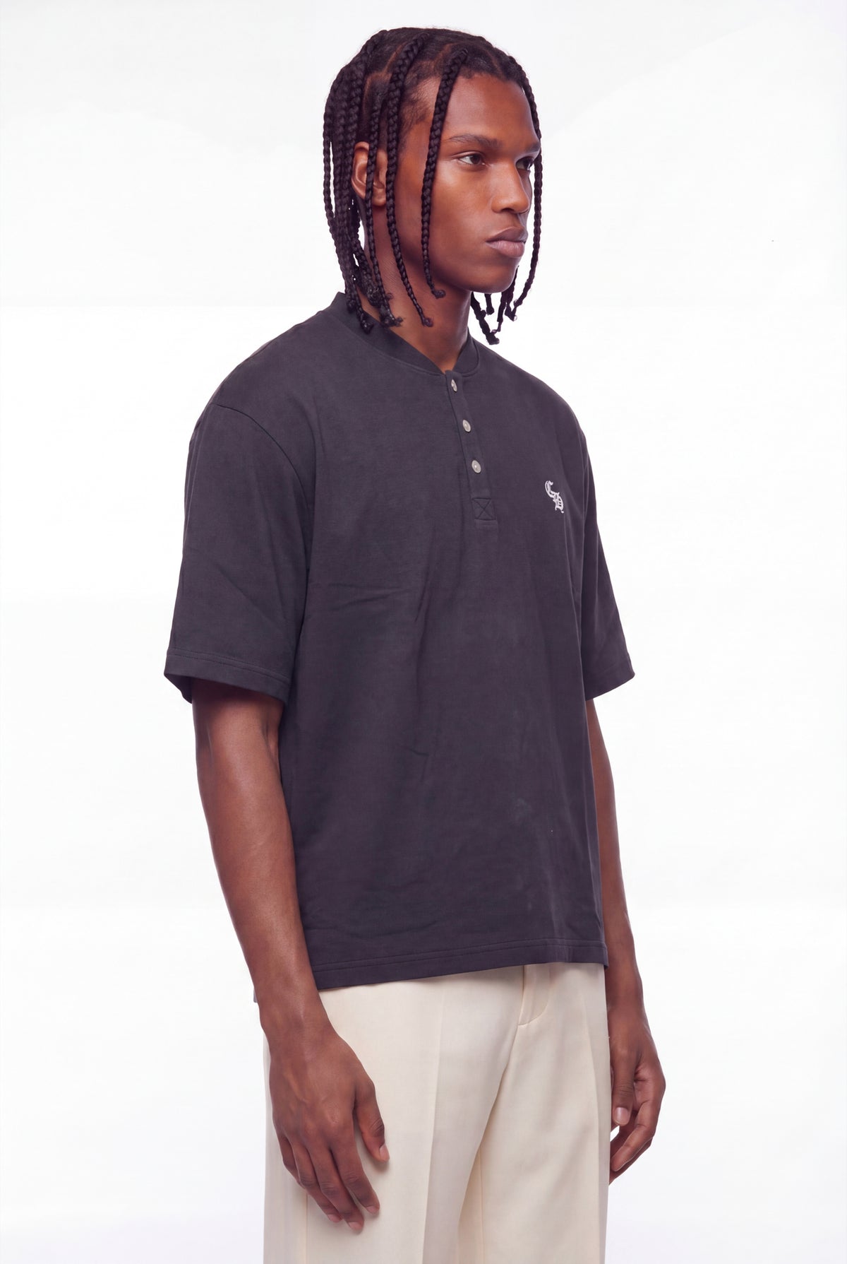 Black Gothic CH Henley Silver Hardware T-Shirt