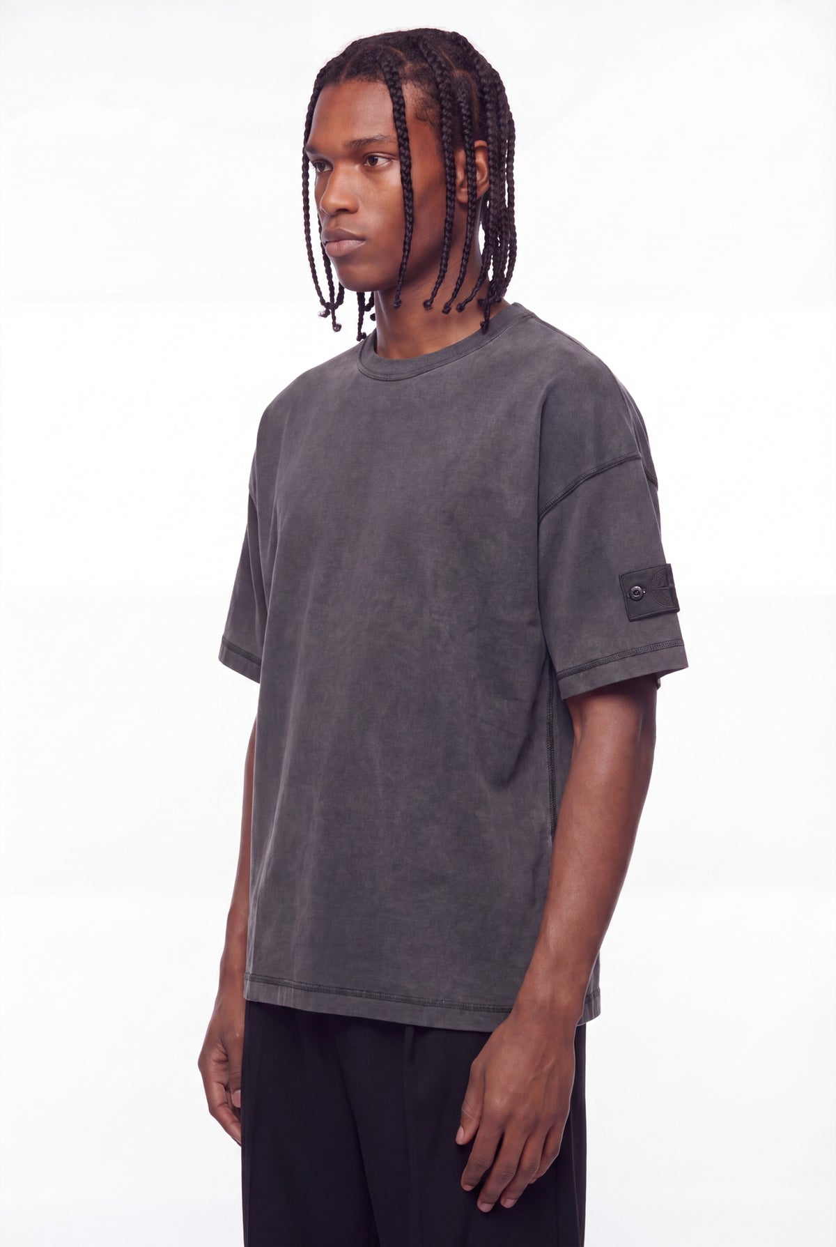 Charcoal Garment-Dyed Compass Badge T-Shirt