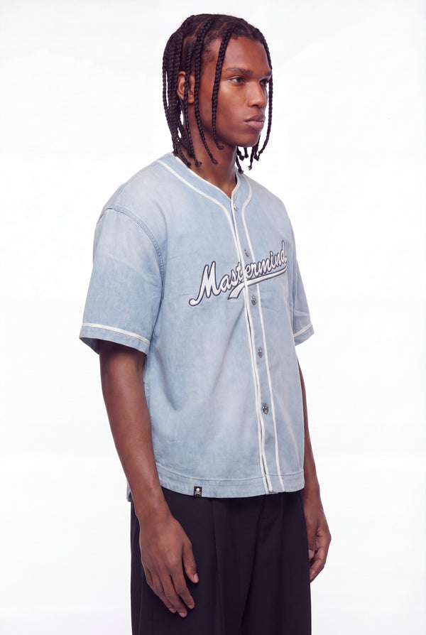 Light Blue Skull Hardware Baseball Jersey Shirt